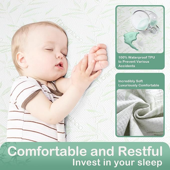 Full Size Mattress Protector Waterproof Mattress Pad Washable Bamboo Rayon - Image 3