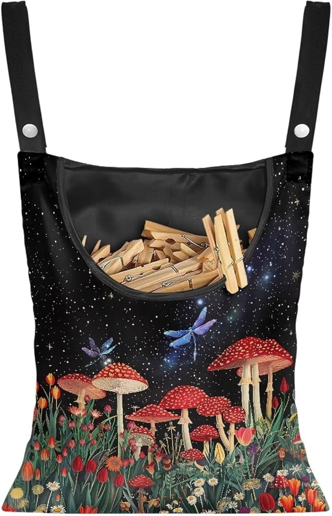Red Mushroom Laundry Clothespin Bag by CREAMIC