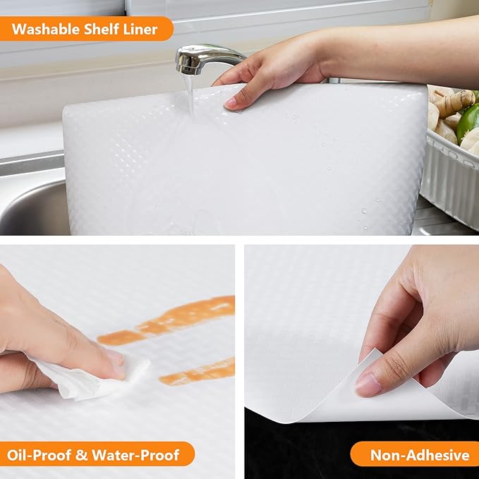 White Shelf Liner Kitchen Cabinet Liners Refrigerator Liners Waterproof & - Image 3