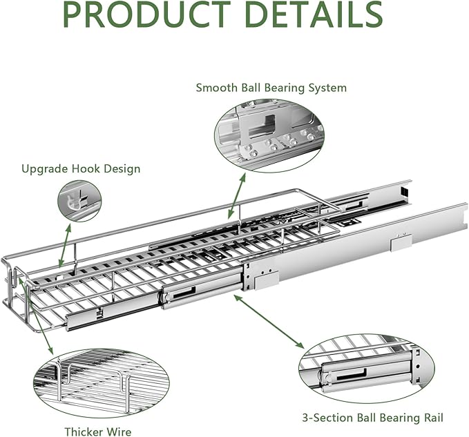 Pull Out Cabinet Organizer 7½" W x 21½" D, Heavy Duty Cabinet Pull Out Shelves - Image 7