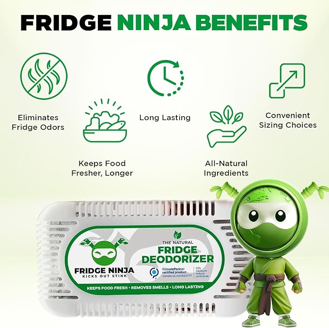 Fridge Ninja 2-Pack Unscented Activated Charcoal Fridge Deodorizer - Image 8