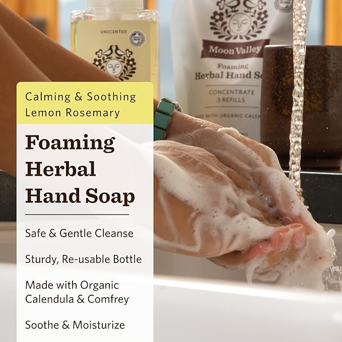 Moon Valley Herbal Foaming Hand Soap, Lemon Rosemary Two Pack, Recyclable Bottle - Image 2