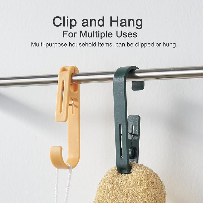 8 Pcs Large Clothes Pins Towel Clips, Strong Plastic Clothes Hanger. S Hook - Image 3