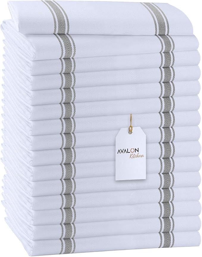 Dish Towels Set Size 15x25 Inch, 100% Cotton Soft & Absorbent Linen Kitchen by Avalon+Kitchen