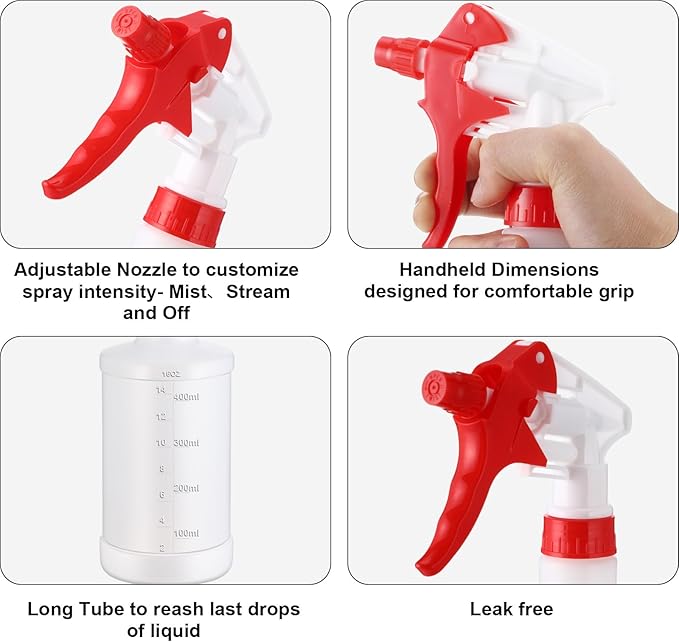 Eccliy 12 Pcs 16 Oz Plastic Spray Bottle, Adjustable Empty Reusable Sprayer - Image 4