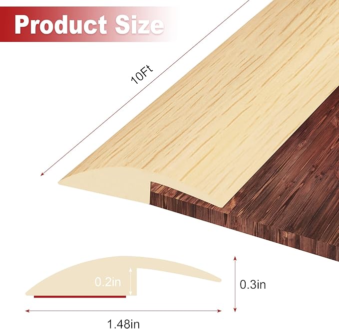 10Ft Carpet Floor Transition Strip, Self Adhesive Floor Edging Trim Strip - Image 2