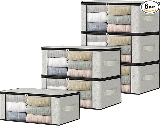 HomeHacks Storage 6-Pack Clothes Organizer Storage Bags Foldable Storage Box by HomeHacks