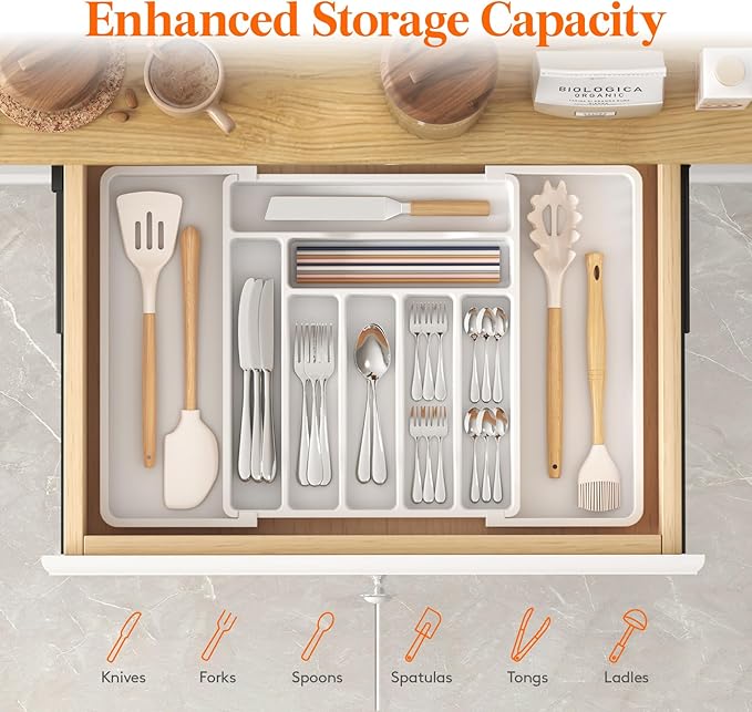 Lifewit Silverware Drawer Organizer, Expandable Utensil Organizer - Image 2