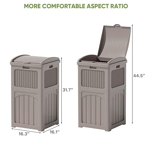 Patiowell 36 Gallon Outdoor Trash Can, Resin Outdoor Garbage Can - Image 7