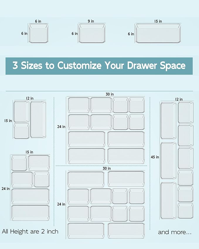 9 Pack Large Clear Plastic Drawer Organizer Trays, Desk Drawer Organizers and - Image 9