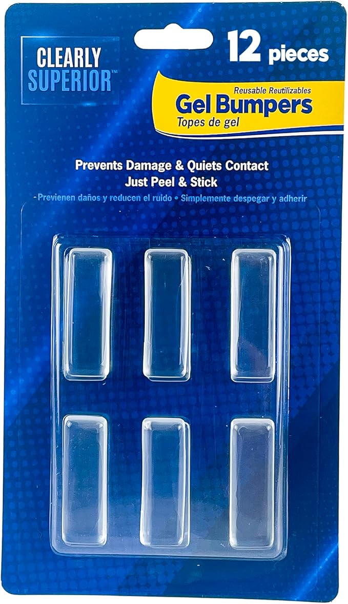12-Pack Clearly Superior Gel Bumpers. Small Rectangle 1.5" x .5" Protects by Clearly+Superior