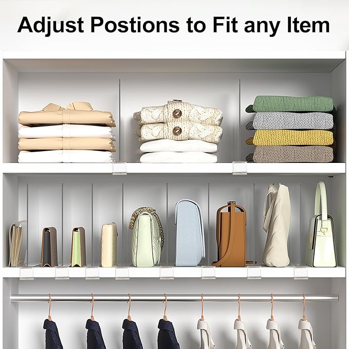 Shelf Dividers Purse Organizer for Closet: 6-Pack Acrylic Bag Storage Organizer - Image 5