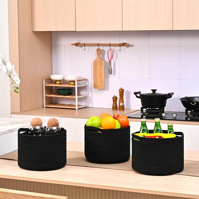Small Black Baskets for Organizing, Storage Baskets for Shelves, Small Woven - Image 4
