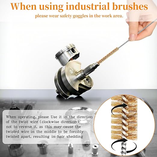 14-Pieces Brass Wire Brush Stainless Steel Tube Brush Set 12" Round Wire - Image 5