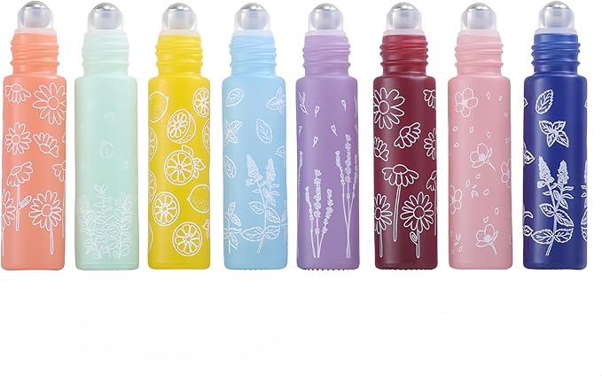 10 Pcs Purple Glass Essential Oil Roller Bottles, 10ml Refillable Roll-on - Image 3
