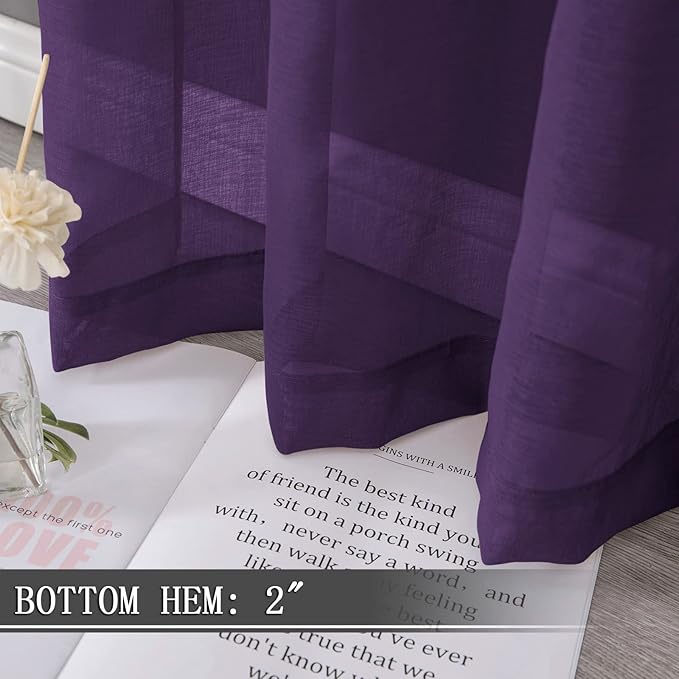 Tollpiz Short Sheer Curtains Living Room Linen Textured Curtain Sheers Light - Image 4