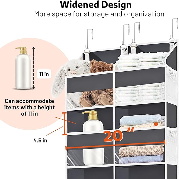 2 Pack Over the Door Organizer 5 Tiers, Extra Large Behind Door Storage of 10 - Image 4