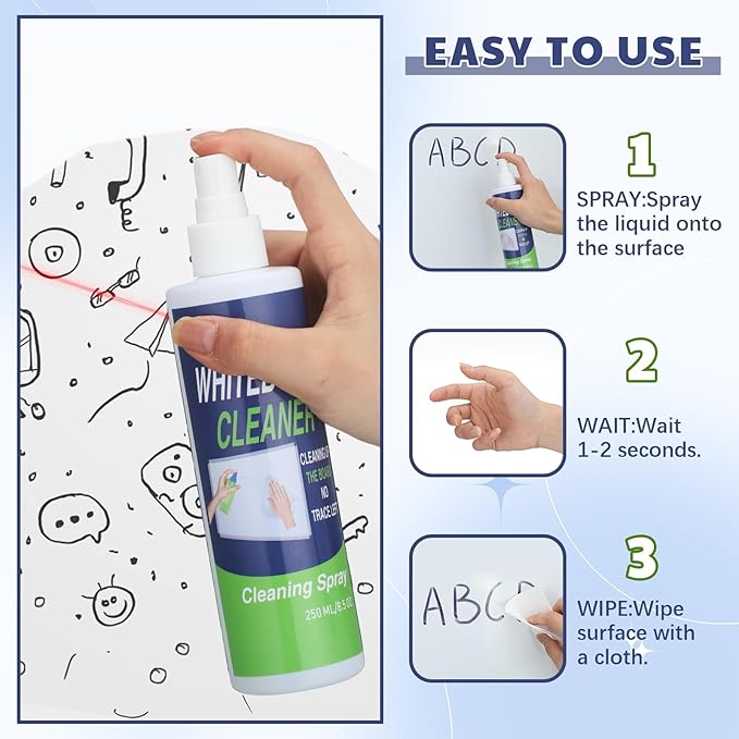 6 Pack Whiteboard Cleaner Spray Bottle 8.5oz Dry Erase Board Surface Cleaner - Image 3