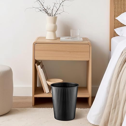 Monarch Abode Black Handcrafted Ridge Embossed Metal Wastebasket - Image 5