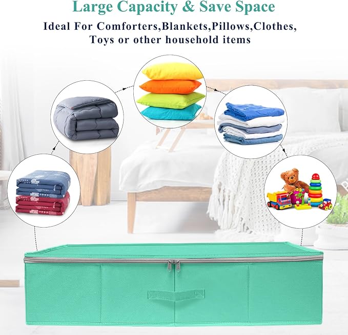 punemi 2-Pack Under Bed Storage Containers, 6.7 Inches Tall Underbed Clothes - Image 4