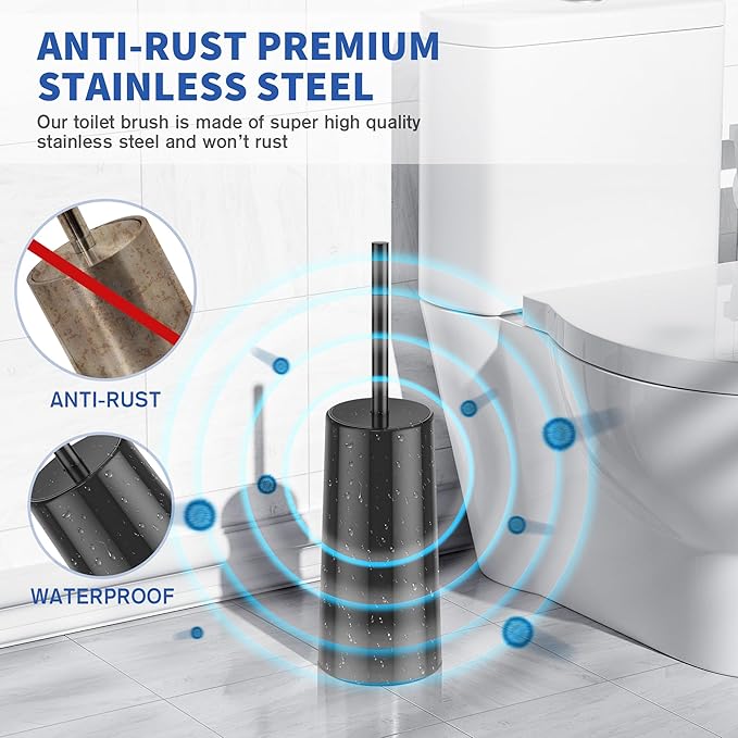 Toilet Brush and Holder, 2 Pack Toilet Brush Stainless Steel, Toilet Bowl Brush - Image 2
