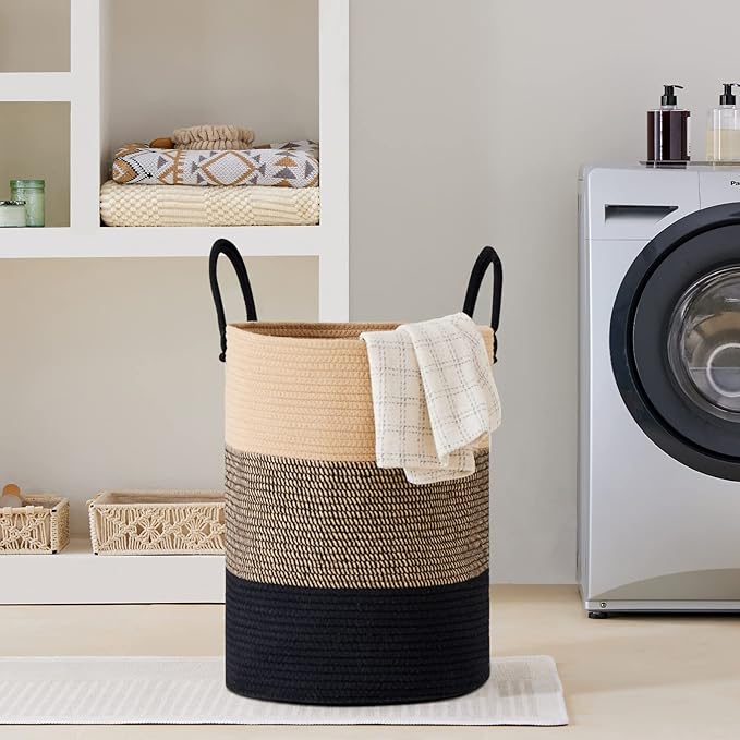 VIPOSCO Large Laundry Hamper, Tall Woven Rope Storage Basket - Image 7