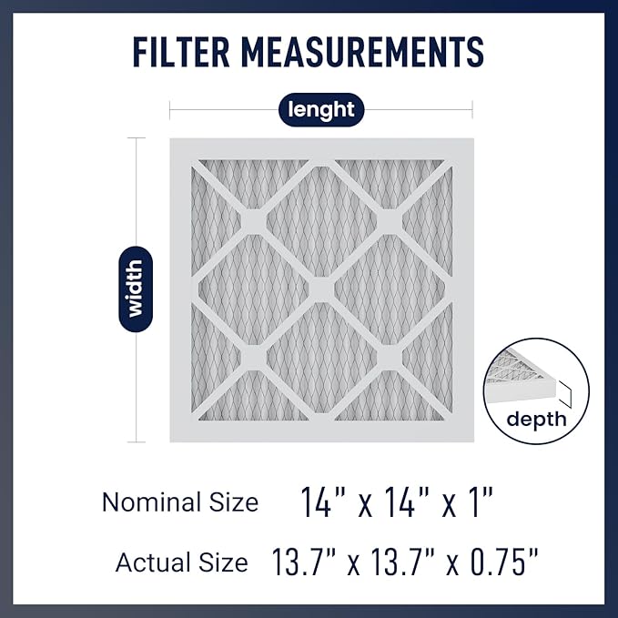 14x14x1 MERV 8 Air Filters 6-Pack, Actual Size 13.7" x 13.7" x 0.75" – - Image 2