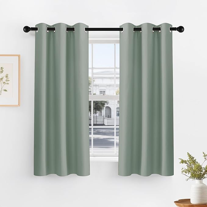 PONY DANCE Black Out Curtains for Bedroom 54 inch Length 2 Panels Set, Thermal by PONYDANCE