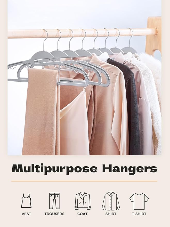 HOUSE DAY Heavy Duty Plastic Hangers 100 Pack, Durable S-Shaped Non Slip Coat - Image 2