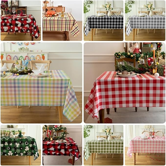 Waterproof Checkered Tablecloth Runner Fabric - Image 6