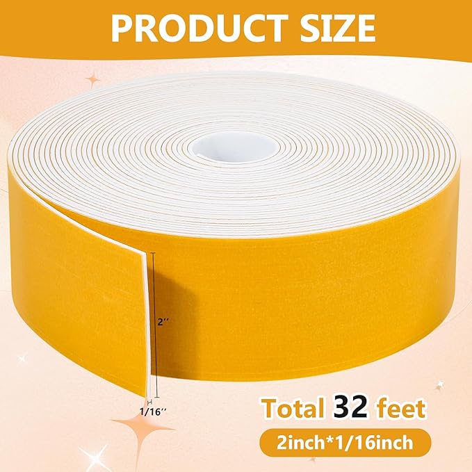32Feet Weather Stripping Seal for Door Window, High Density Foam Tape, - Image 2