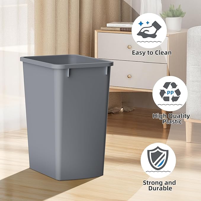ROOMTEC 35QT Kitchen Trash Can, Lightweight and Sturdy Slim Trash Can, - Image 4
