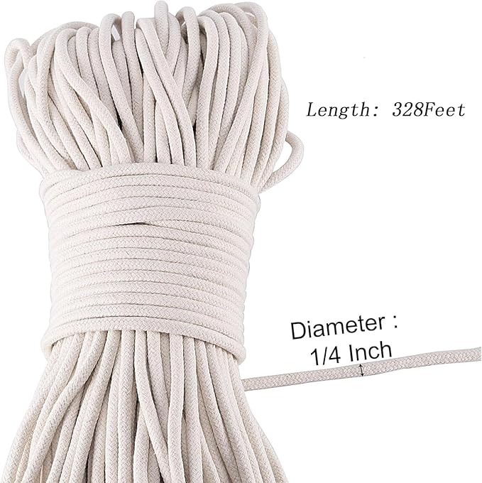 ZOENHOU Cotton Rope, 328 Feet, Clothesline, Laundry Line, DIY Crafts, Art - Image 2