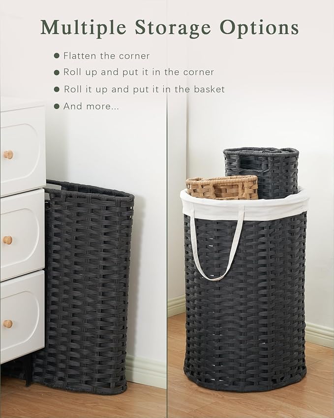 Laundry Hamper with Lid Wicker Laundry Hamper Round 26.5 Gal Laundry Basket - Image 5