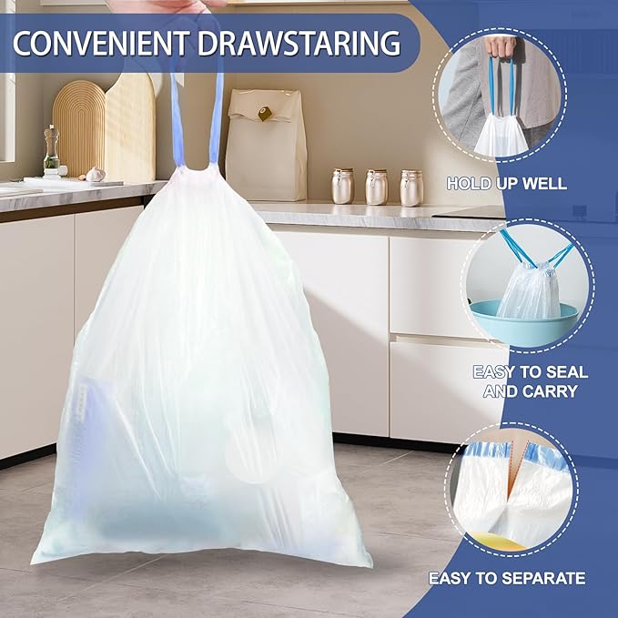 240 Count 3 Gallon Trash Bags Drawstring - Image 4