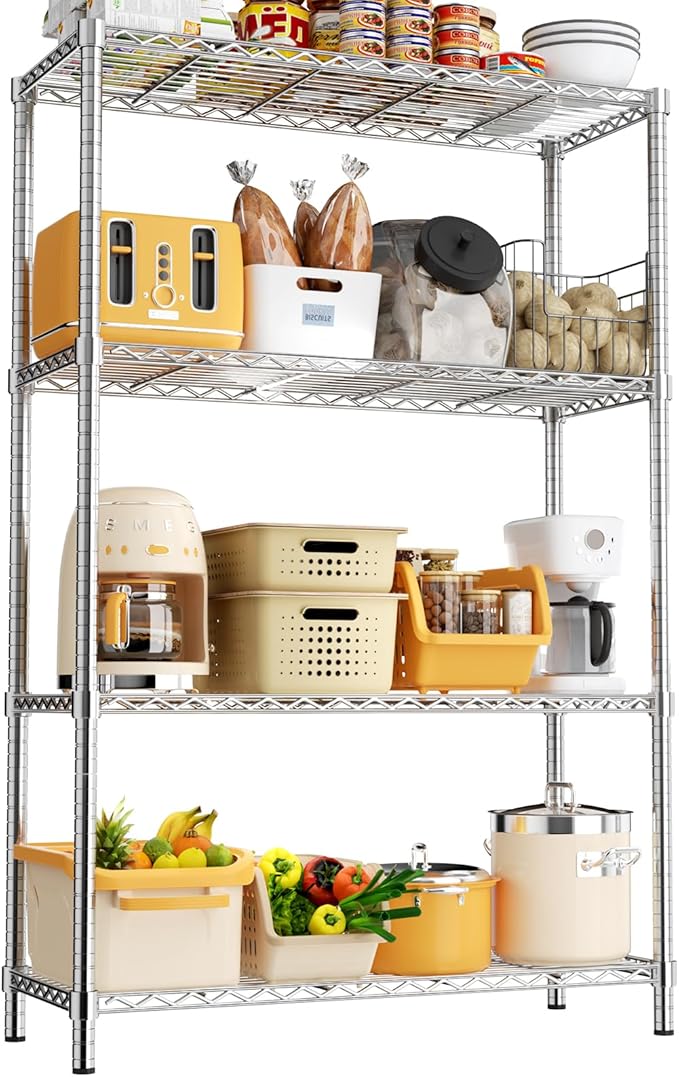 Storage Shelves, 4-Tier Adjustable Metal Industrial Utility Shelf Rack by Unknown