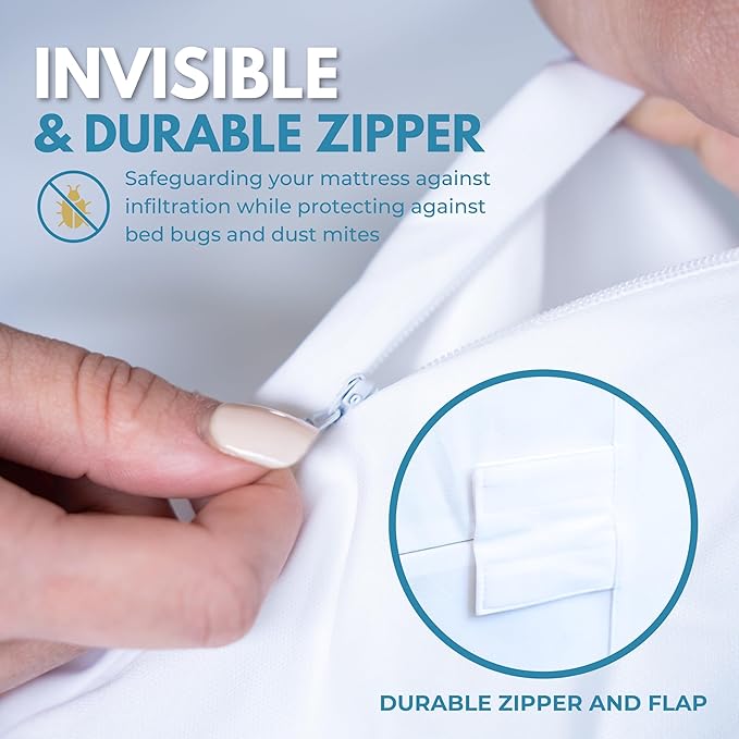 Full/Double 54x75” Premium Waterproof Zippered Mattress Encasement, 100% Cotton - Image 4