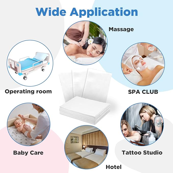 Tegeme 150 Pieces Disposable Massage Table Sheets 31" x 70" Waterproof Bed - Image 5