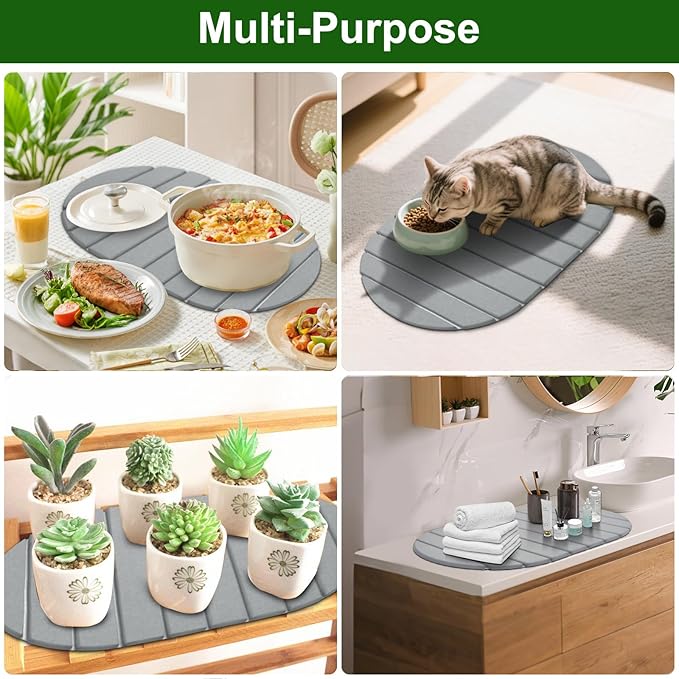 Stone Drying Mat for Kitchen Counter: 24"×16" Collapsible Stone Dish Drying Mat - Image 5