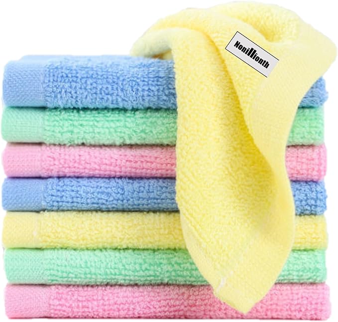 Bamboo Microfiber Cleaning Cloth-8Pcs Kitchen Wash Cloths, Wood Fiber Window by Nonillionth