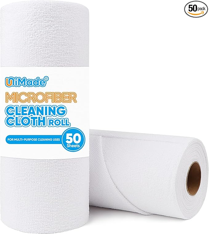 Microfiber Cleaning Cloth, 50 Sheets Shop Towels Commercial Grade Washcloths by Unimade
