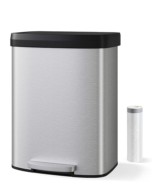 16 Gallon Trash Can, Stainless Steel Kitchen Garbage Can, Recycling or Waste Bin - Image 7
