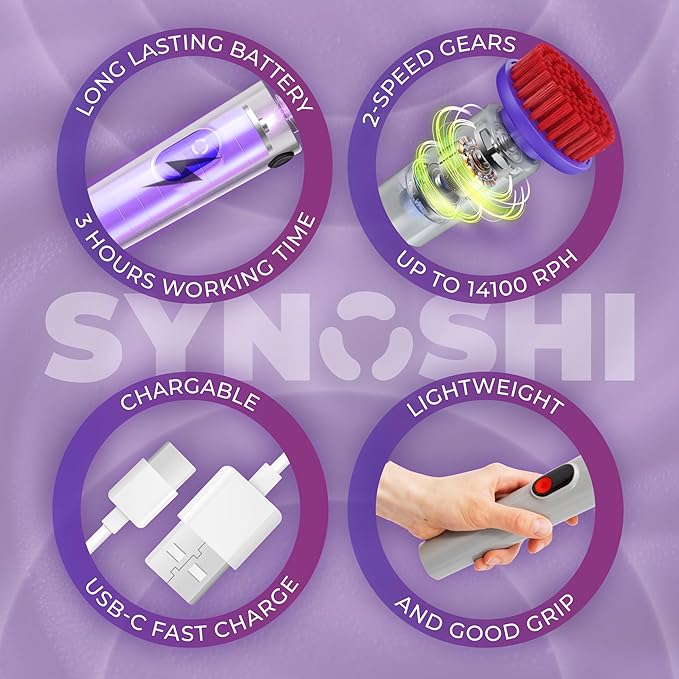 SYNOSHI PRO Electric Spin Scrubber, Cordless Cleaning Brush Bathroom Scrubber. - Image 5