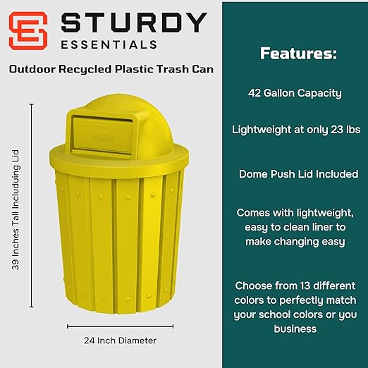 42 Gallon Slatted Circle 100% Recycled Plastic Commercial Outdoor and Indoor - Image 2