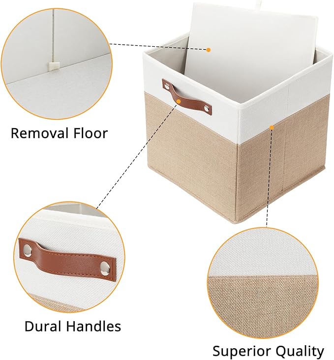 DULLEMELO Cube Storage Bins, Collapsible foldable Linen Canvas Closet Storage - Image 3
