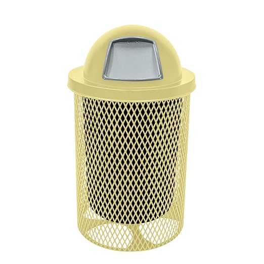 COATEDOUTDOORFURNITURE RDT-TXTSAND Heavy Duty 32 Gallon Round Trash Receptacle by CoatedOutdoorFurniture