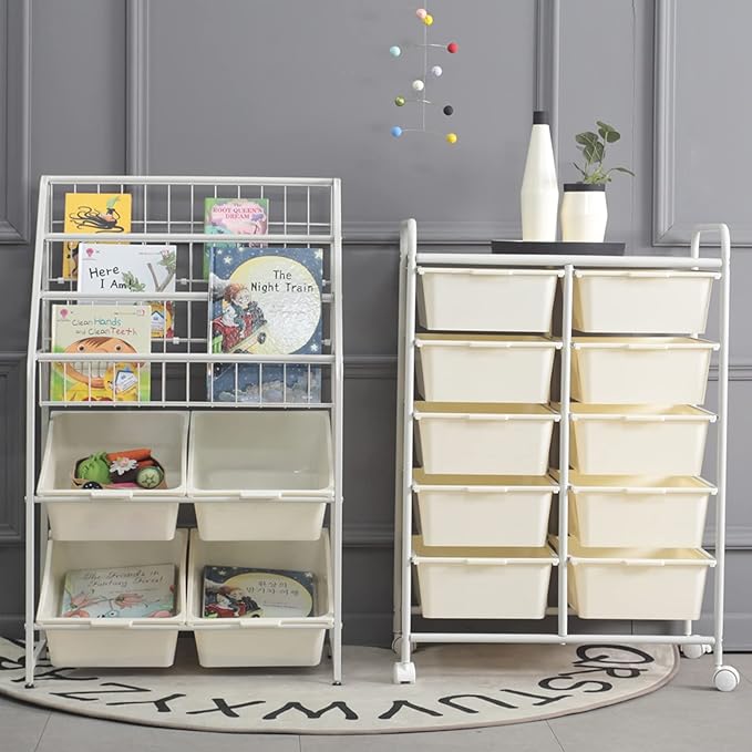 Rolling Cart with 10 Drawers, Plastic Drawer Cart with Metal Frame, Utility - Image 6