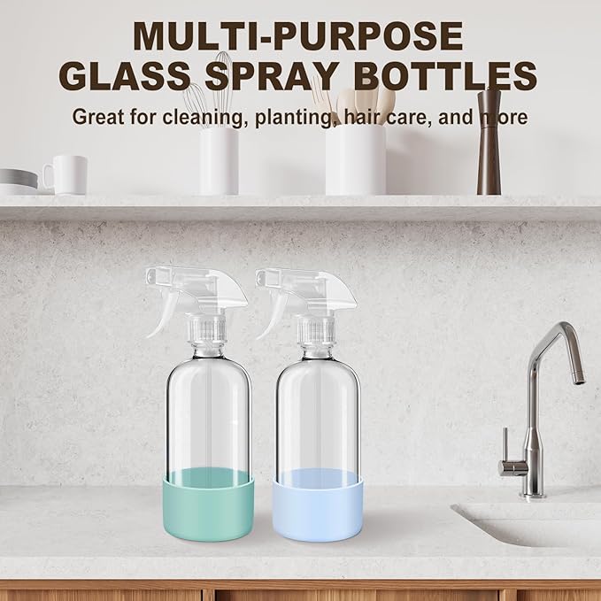 Glass Spray Bottles with Silicone Sleeves, Mist and Stream Empty Refillable - Image 8