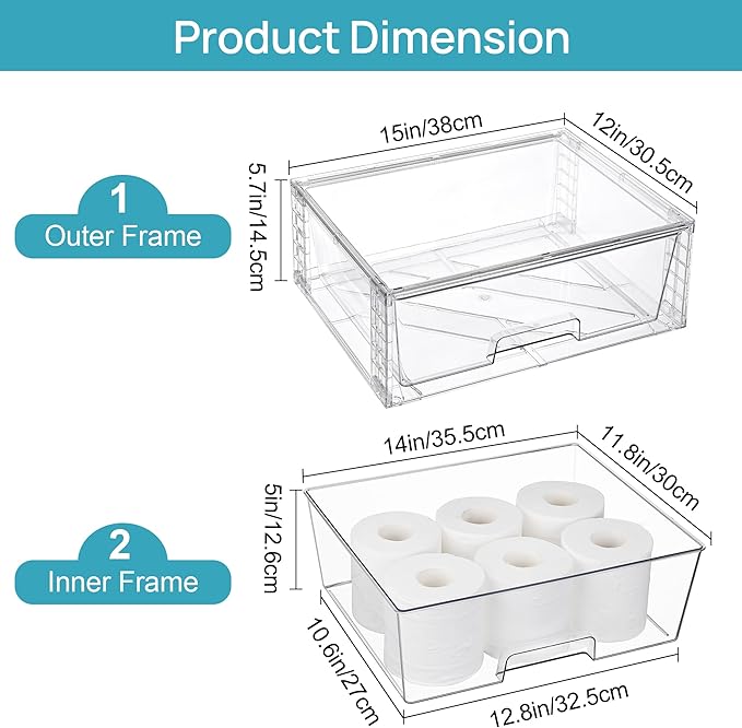 Vtopmart 4 Pack Large Stackable Storage Drawers, Easily Assemble Acrylic - Image 3