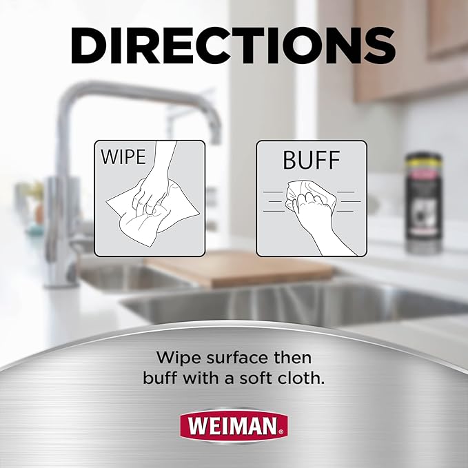 Weiman Stainless Steel Wipes Removes Fingerprints Residue Water Marks and - Image 8